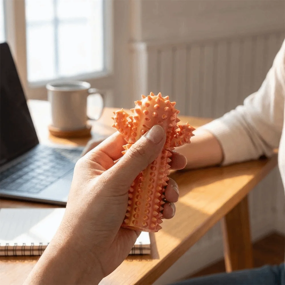 Spiky Surface Fidget Solid Structure Compact Size Stress Relief Textured Design 3D Printing Process Cactus Stress Relief