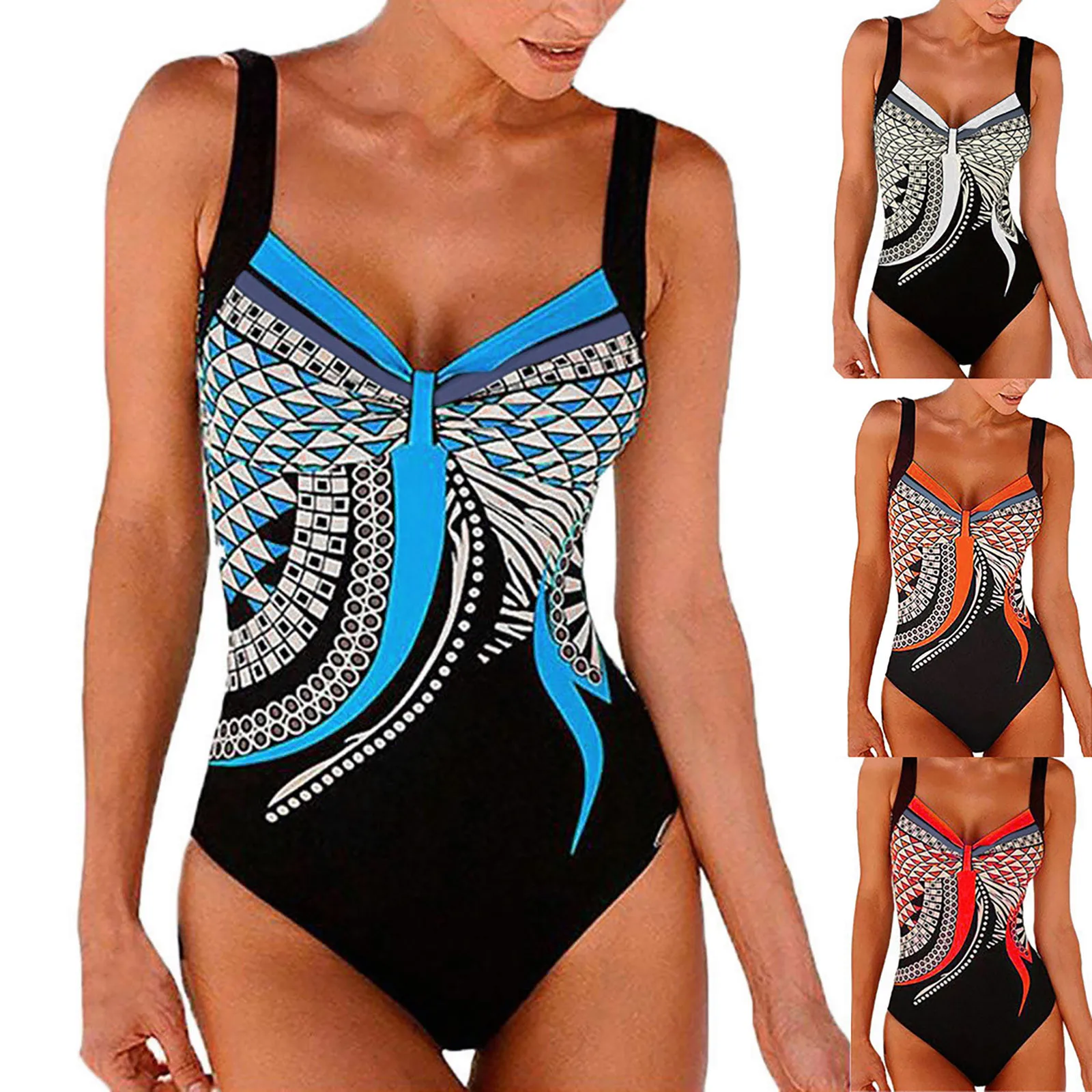 Women Summer Backless Sexy Print One-Piece Swimsuits Beachwear Siamese Swimsuit Bikini Set Push Up Sexy Monokini Bathing Suit