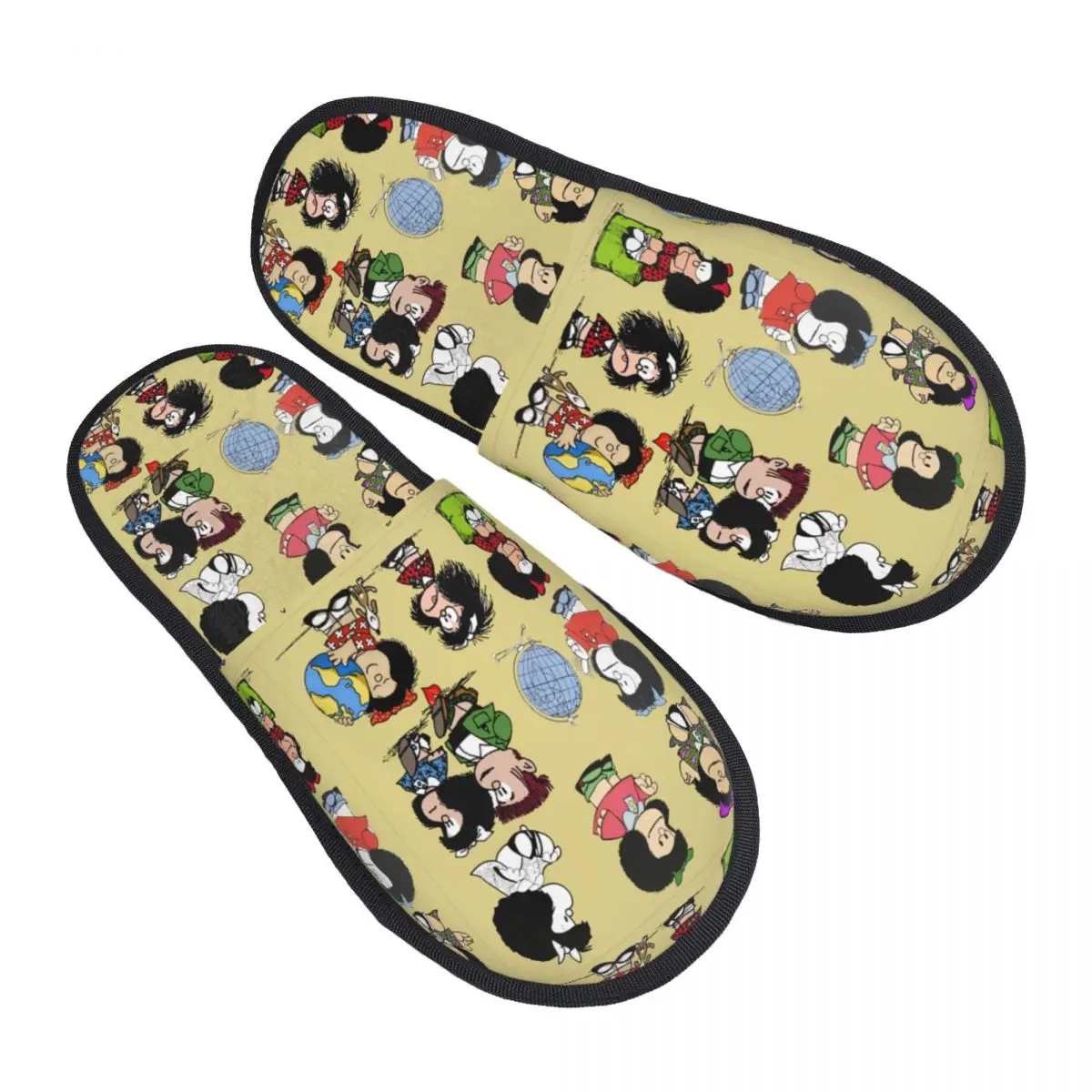 

Funny Mafaldas Quino Comics Argentina Cartoon Guest Slippers for Hotel Women Custom Print House Slipper