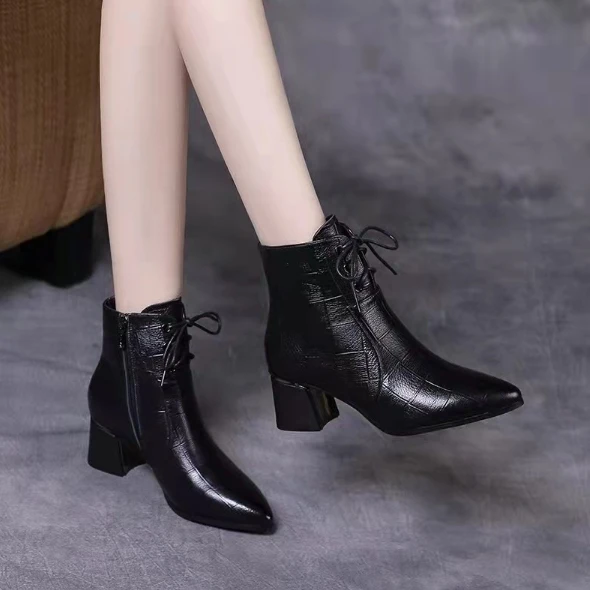 2024 New Designers Popular Style Autumn Winter Ankle Boots Women Western Boots Woman High Heel High Top Boots Feminimo