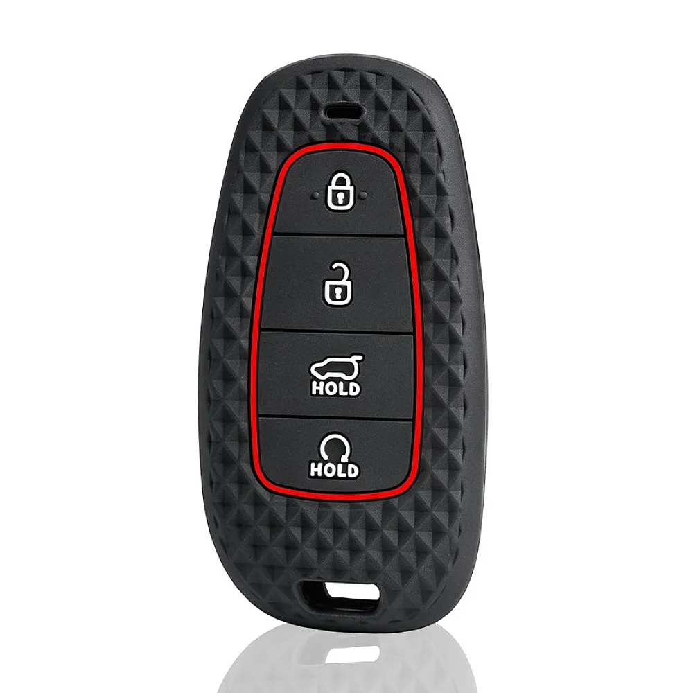 Silicone Car Key Fob Cover For Hyundai Santa Fe Tucson 2022 NEXO NX4 Sport Racing Style Auto Key Shell Remote Key Cover view 2