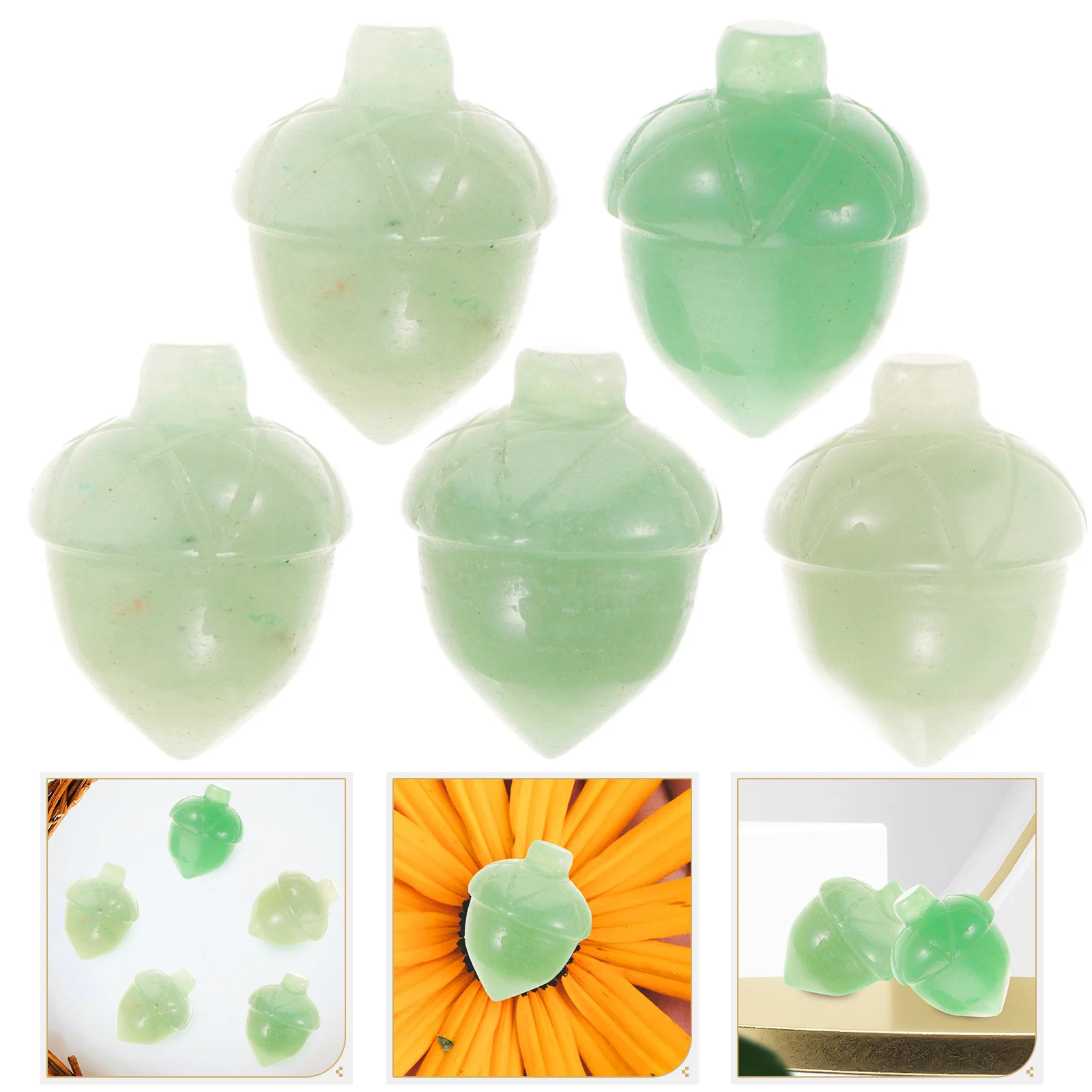 

5Pcs Pine Cone Ornaments Mini Jade Pinecones Decorative Desktop Ornaments Home Tabletop Crafts Gift Decoration