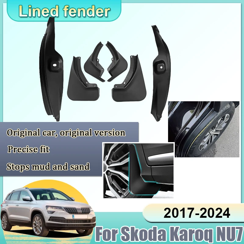 

For Skoda Karoq NU7 Accessories 2017 2018 2019 2020~2024 Car Antifreeze Mudguards Mudflap Wheel Fender Auto Mud Flap Guard Cover
