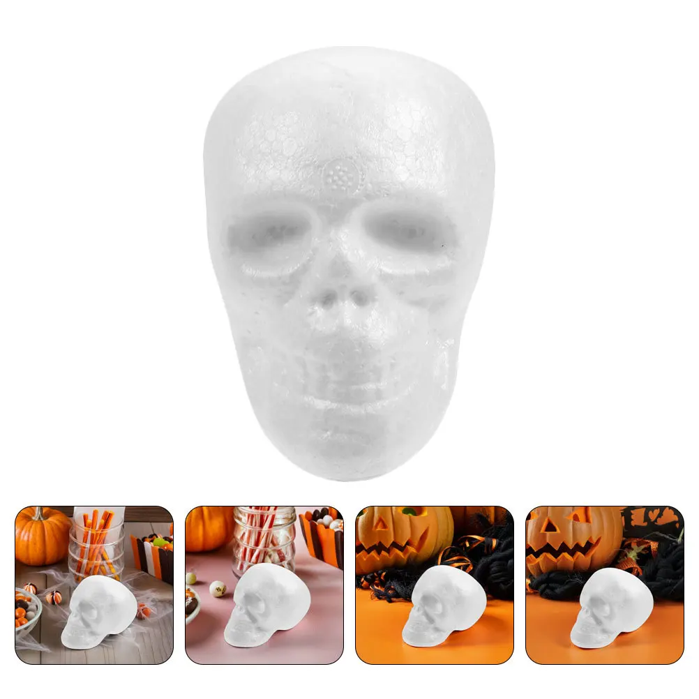 

8Pcs Halloween Foam Skull White Paintable Blanks Lightweight Polystyrene DIY Indoor Outdoor Decor Skull Decor for Halloween