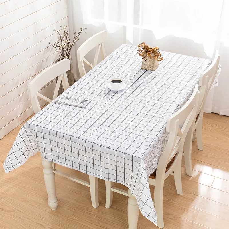 1pc 137X90CM Black And White PEVA Waterproof Oilproof Tablecloth Table Cloth Plaid Pattern Table Cover For Party Outdoor Picnic