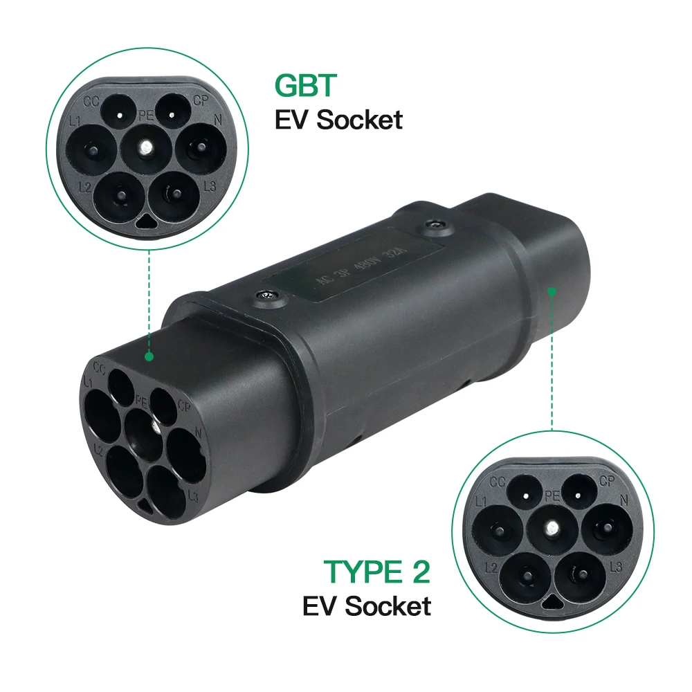 Chiefleed Type 2 To GBT EV Adaptor IEC 62196 To GB China Standard Chinese Car Charge Converter Adapter 32A Pass CE Certification
