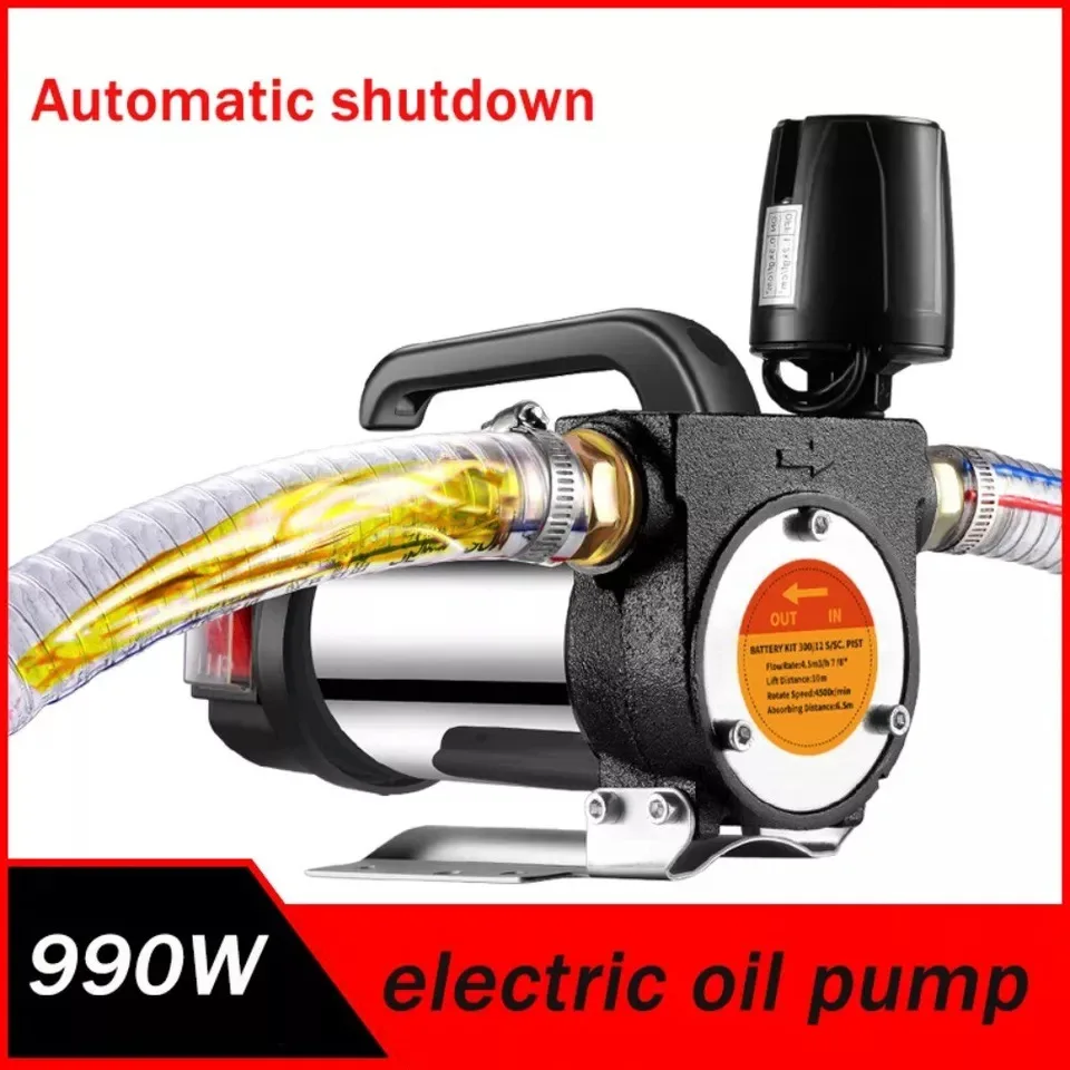 12V/24V/220V Fuel Transfer Pump for Diesel Kerosene Self-Priming Pump Automatically Stop Electric oil pump fuel dispenser 990W