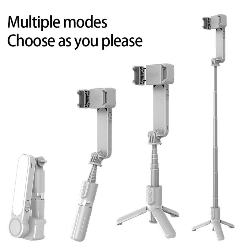 Handheld Gimbal Stabilizer Bluetooth Selfie Stick Holder Adjustable Fill Light Selfie Stand For Smartphone Easy Install White