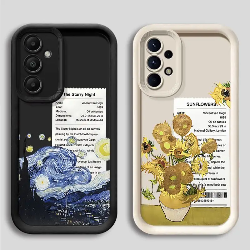 Van Gogh Sunflowers Phone Case for Samsung Galaxy A25 A35 A15 A51 A55 A52s A53 A54 A51 A71 A72 A73 A52 4G 5G Soft Cover