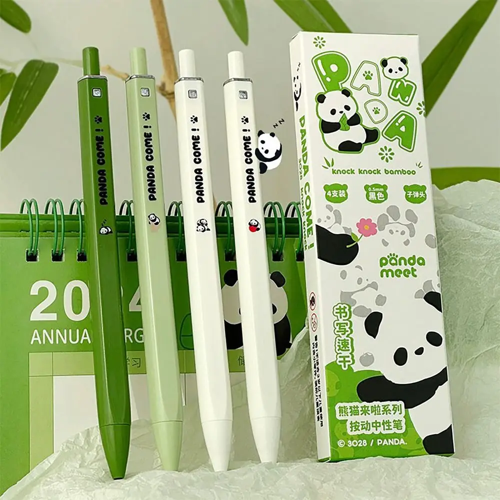 4 PCS/Box Durable Panda Gel Pen 0.5mm Black Ink Quick-Drying Signature Pens Ball-point Pen Student Stationery