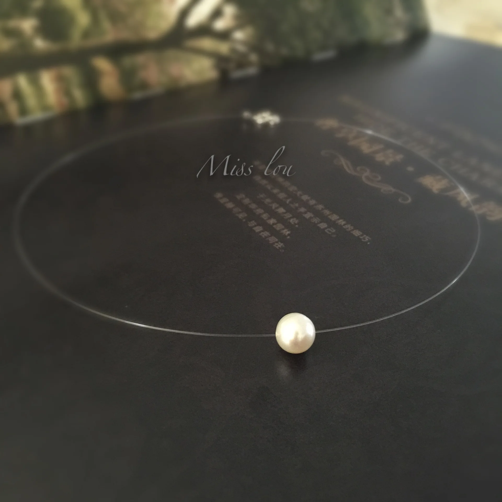 خط صيد شفاف ، عقد لؤلؤ غير مرئي للسيدات ، حبة دائرية بسيطة ، قلادة رقيقة ، ياقة قصيرة ، طوق أنيق #6