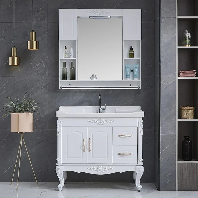 

Multipurpose Cabinet Home Furniture Corner Drawer Bathroom Storage Vanity with Sink Luxury Multifunction Mirror Towel Locker Mdf