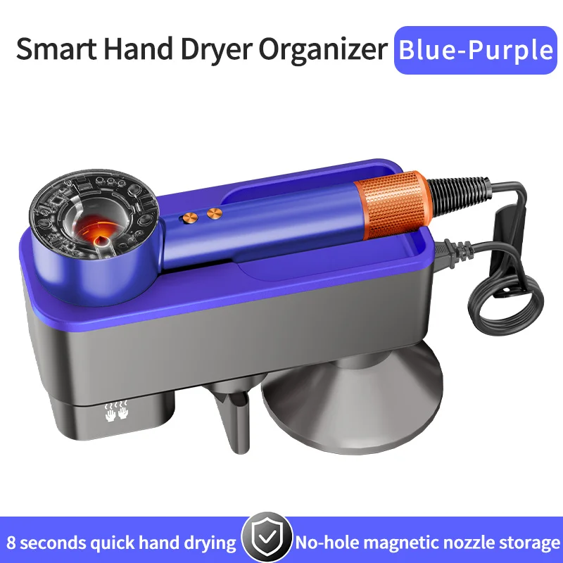 6 Slots Magnetic Storage Stand for Dyson HD16 HD08 Wall Mount Hair Dryer Holder Smart Hand Dryer Function No Drill
