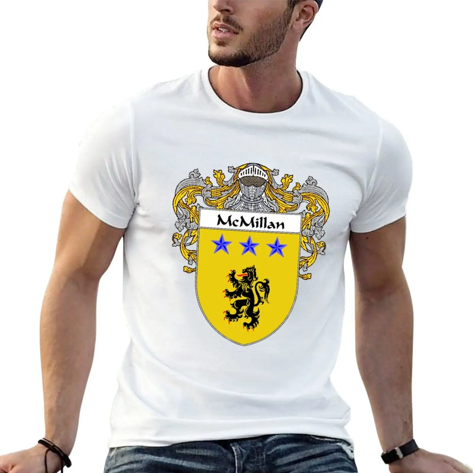 Camiseta con escudo de armas/guerrera familiar de McMillan, camisetas de anime, camisetas oversize para hombre, camisetas estampadas para hombre