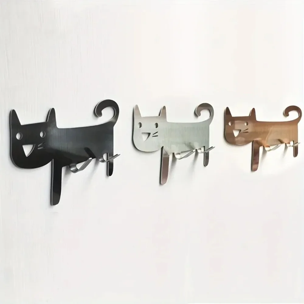 CIFBUY Metal Wall Art Cat Sculpture Rustproof Waterproof Iron Hanging Decor For Bathroom Door Home