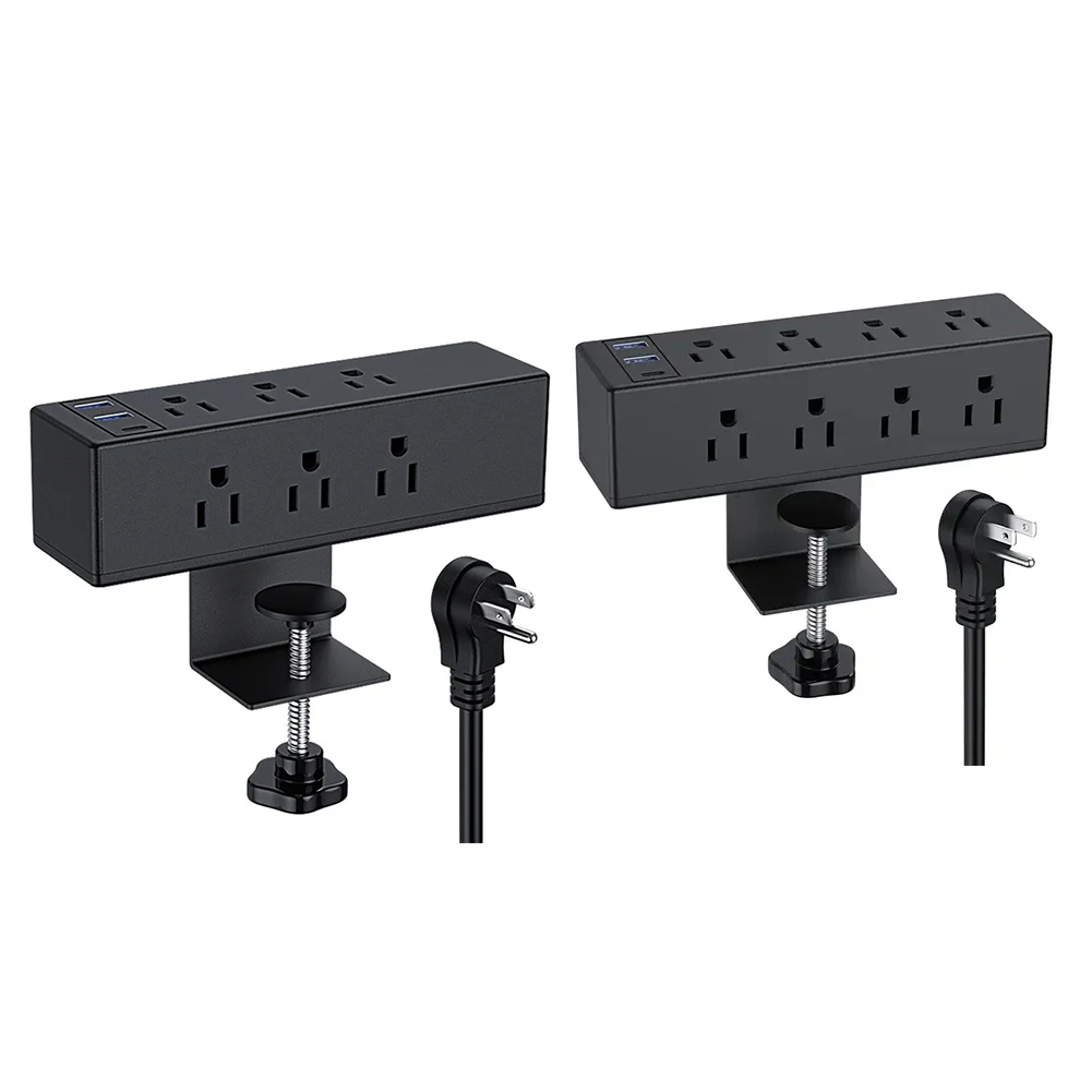 Bureauklem Stekkerdoos Met Usb Verwijderbare Desktop Mount Multi-Stopcontacten W/ 8/6 Ac Outlet En 6.6ft Snoer Pasvorm 1.6in Tafelblad Rand