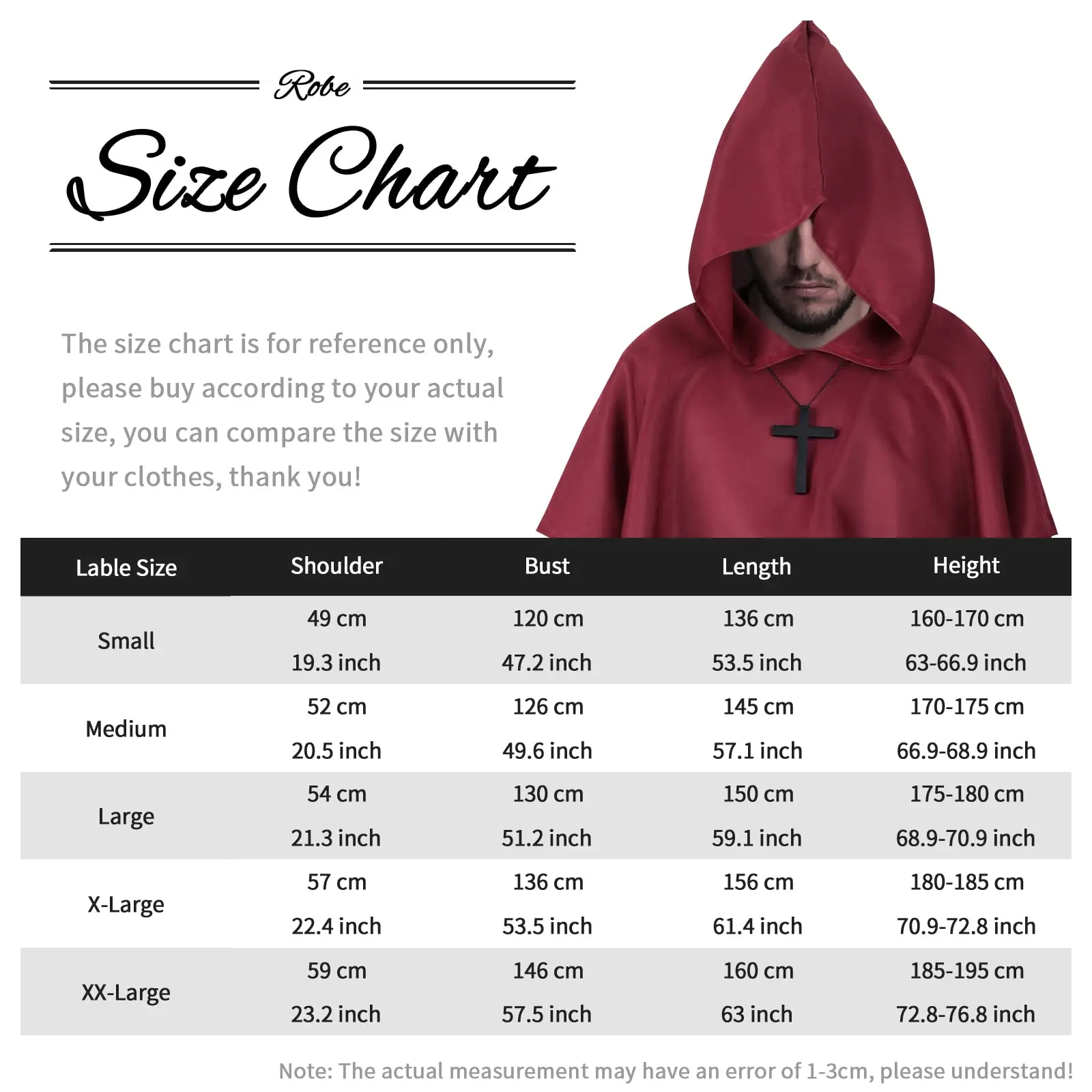 Medieval Robes Hooded Monk Robes Costume Priester Monk Robes Costume Halloween Robes Cosplay Costume For Adults Women Men