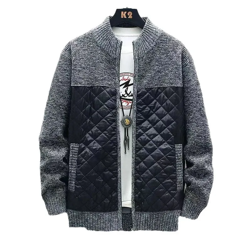 Осень-зима 2022, новая модная мужская повседневная модная вязаная куртка на молнии с длинными рукавами и круглым вырезом, мужской свитер, кардиган, одежда