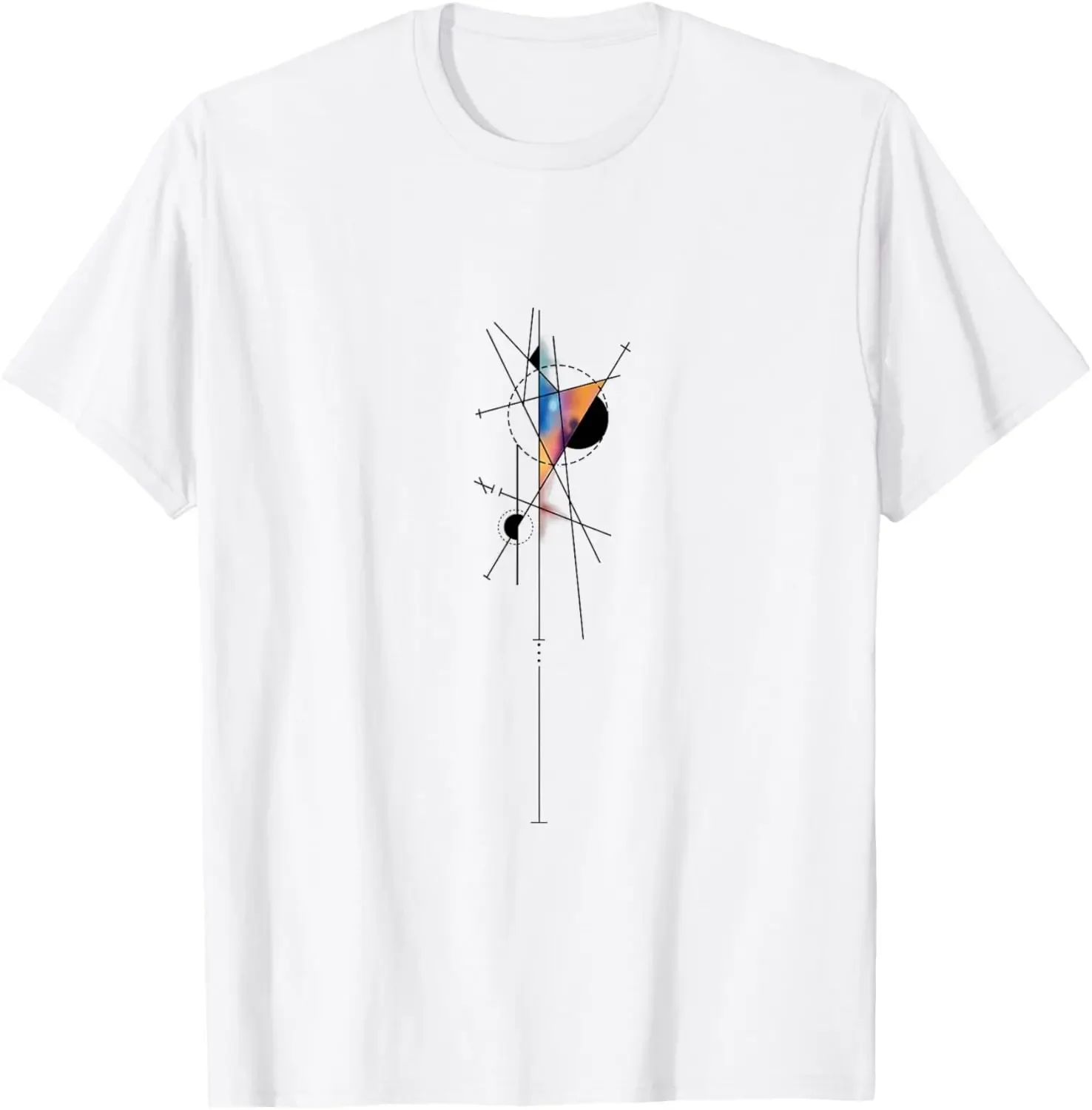 

Abstract Geometric Lines Graphic Tee Cotton Crew Neck T-Shirt Minimalist Art Casual Tops for Men