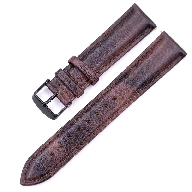 Pulseira de relógio de couro genuíno para homens e mulheres, pulseira bronzeada vegetal, pulseiras de relógio de vaca, SEIKO, DW, 16mm, 18mm, 19mm, 20mm, 21mm, 22mm, 24mm