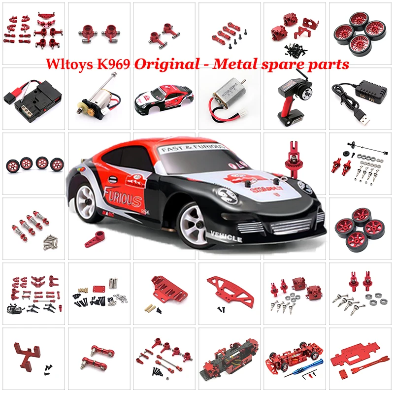 

WLtoys RC Car K969 K989 Original Spare Parts Mosquito Car1:28 PVC Car Shell Lampshade Differential Receiver Motor Gear Tire Set