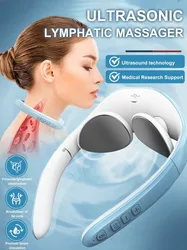 Intelligent voice ultrasonic folding home lymphatic massage hot compress shoulder and neck massager