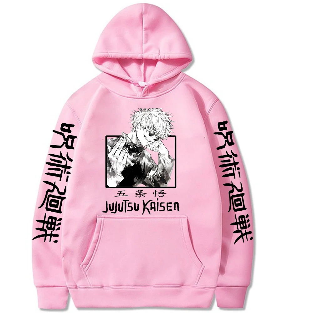 Jujutsu Kaisen-Sudadera con capucha para hombre, Jersey holgado de manga larga con estampado de Gojou Satoru, estilo Hip Hop y Anime, ropa Harajuku