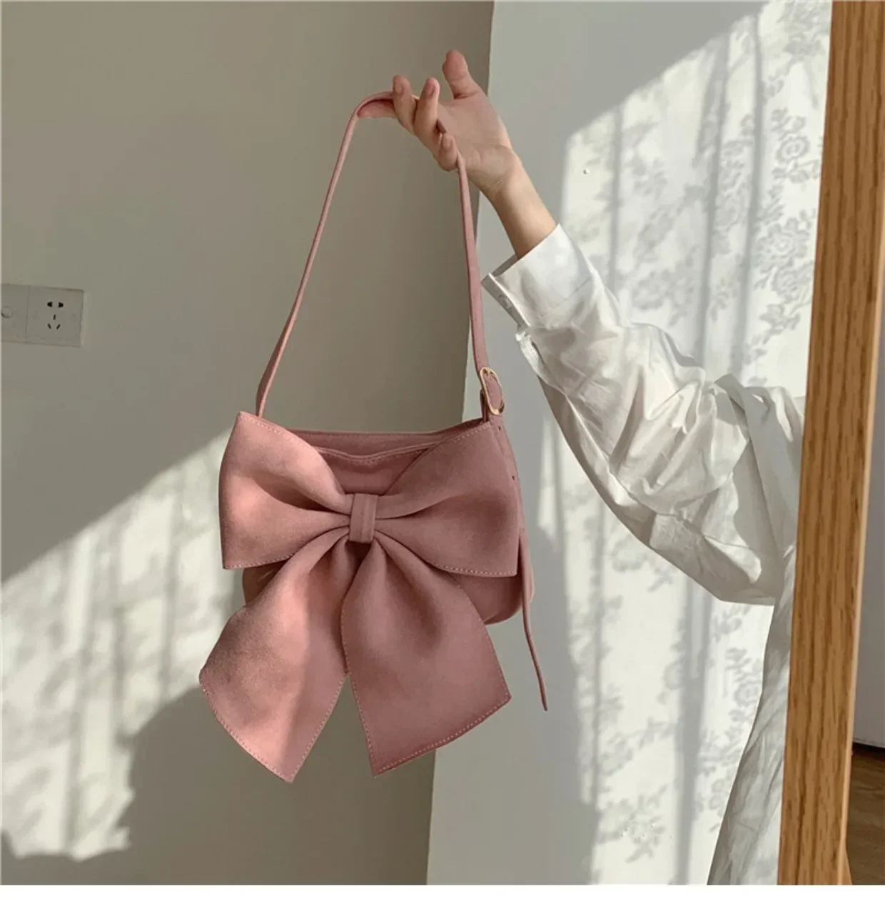 Spring Summer 2023 Purses and Handbags Lovely and Sweet Big Bow Shoulder Women Bags Casual Open Pocket Lolita Bags