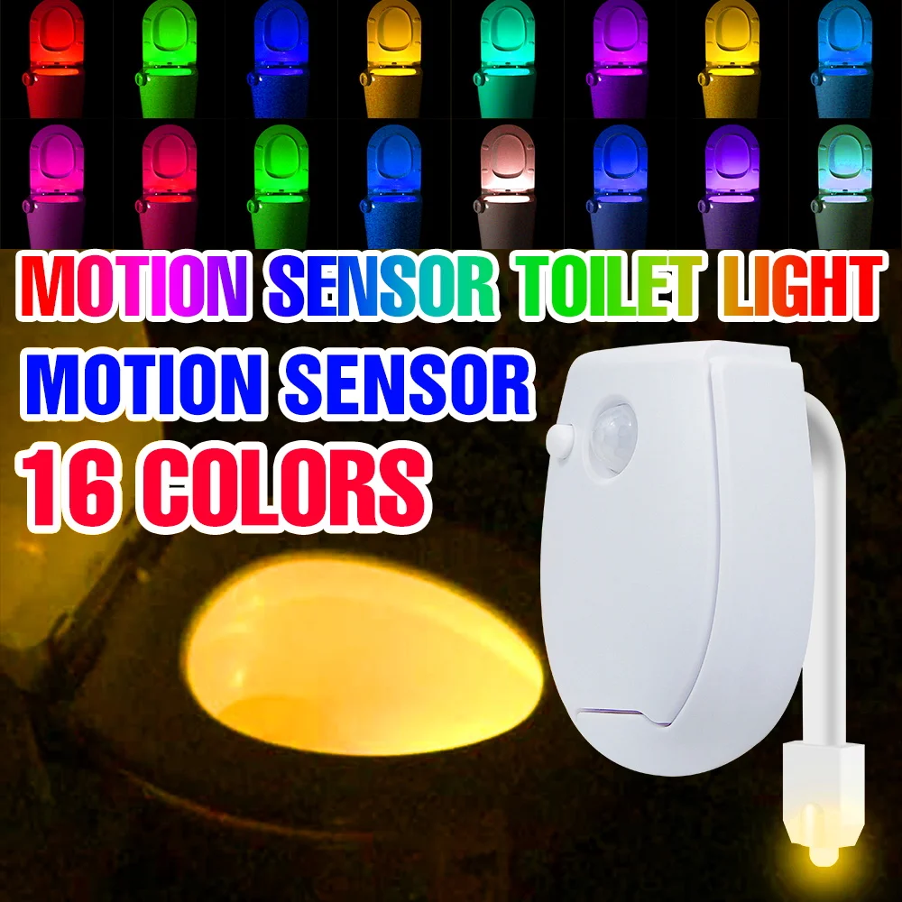 RGB Toilet Bowl Lamp Smart LED PIR Motion Sensor Night Lights For Washroom Bathroom WC Toilet Seat Backlight AAA Battery Powered