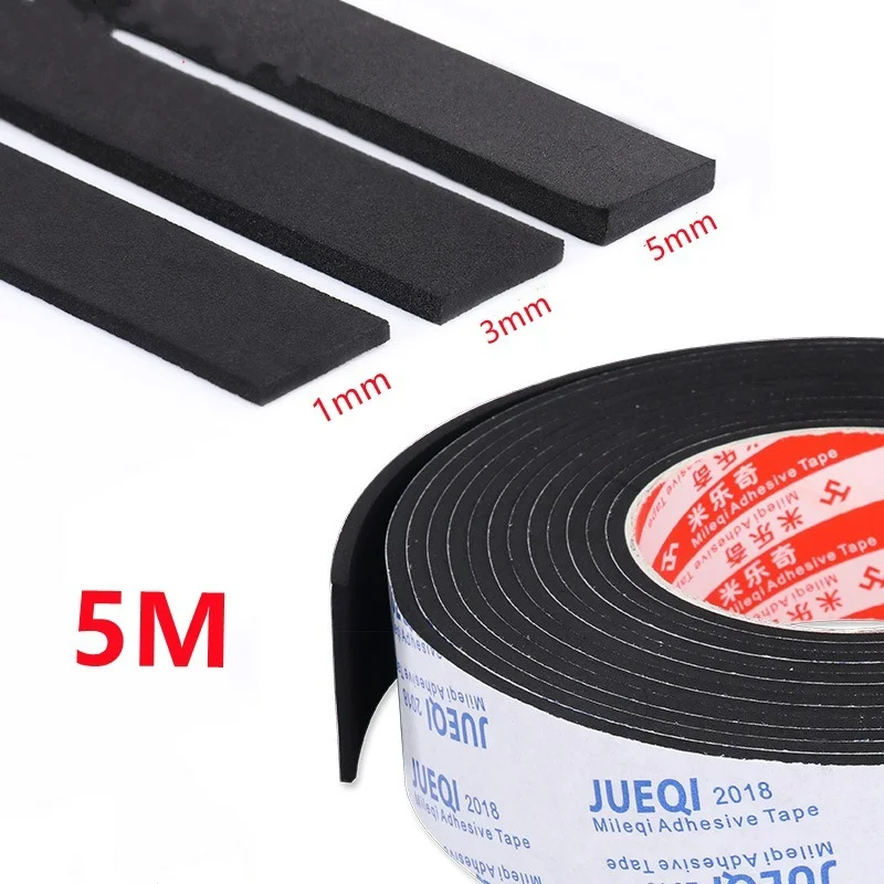 EVA Sponge Anti-collision Strip Tape Double-sided Strong Self-adhesive Tape Door Frame Gap Sealing Strip Black Foam Glue Tapes