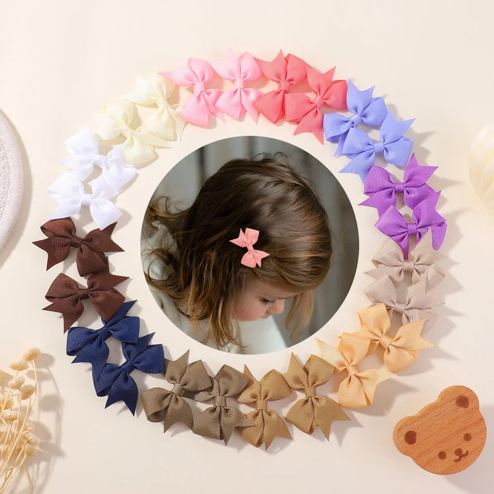 40/20 Stücke 2,3 ''Feste Band Bowknot Haarspangen für Mädchen Handgemachte Bögen Haarklammern Haarspange Haarschmuck Großhandel