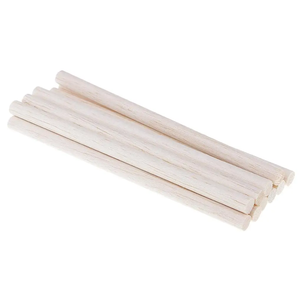 10 Pieces Balsa Wood Unfinished Wood Round Stick Dowel Rod DIY Craft