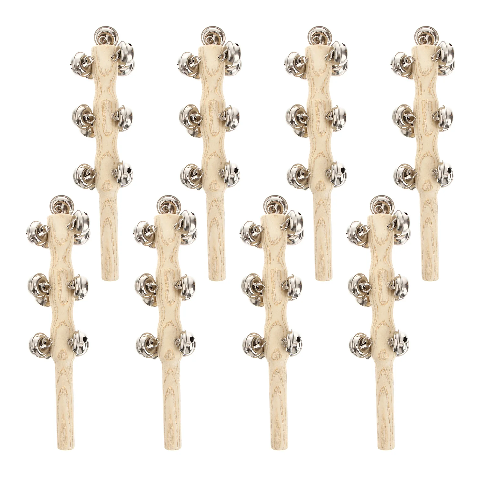Hochet en bois pour bébé, cloches à main, matériau Durable, stimulateurs d'intérêt musical pour formation sensorielle infantile, cadeau pour enfants, 8 pièces