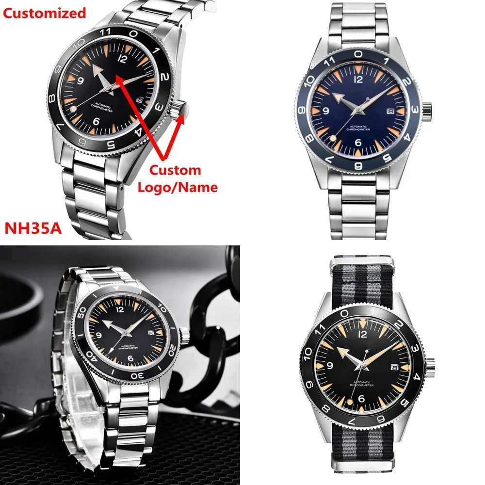 

Moq 5 units wholesale price custom logo high quality luxury watch NH35 Mechanical Automatic Diver Men Watch