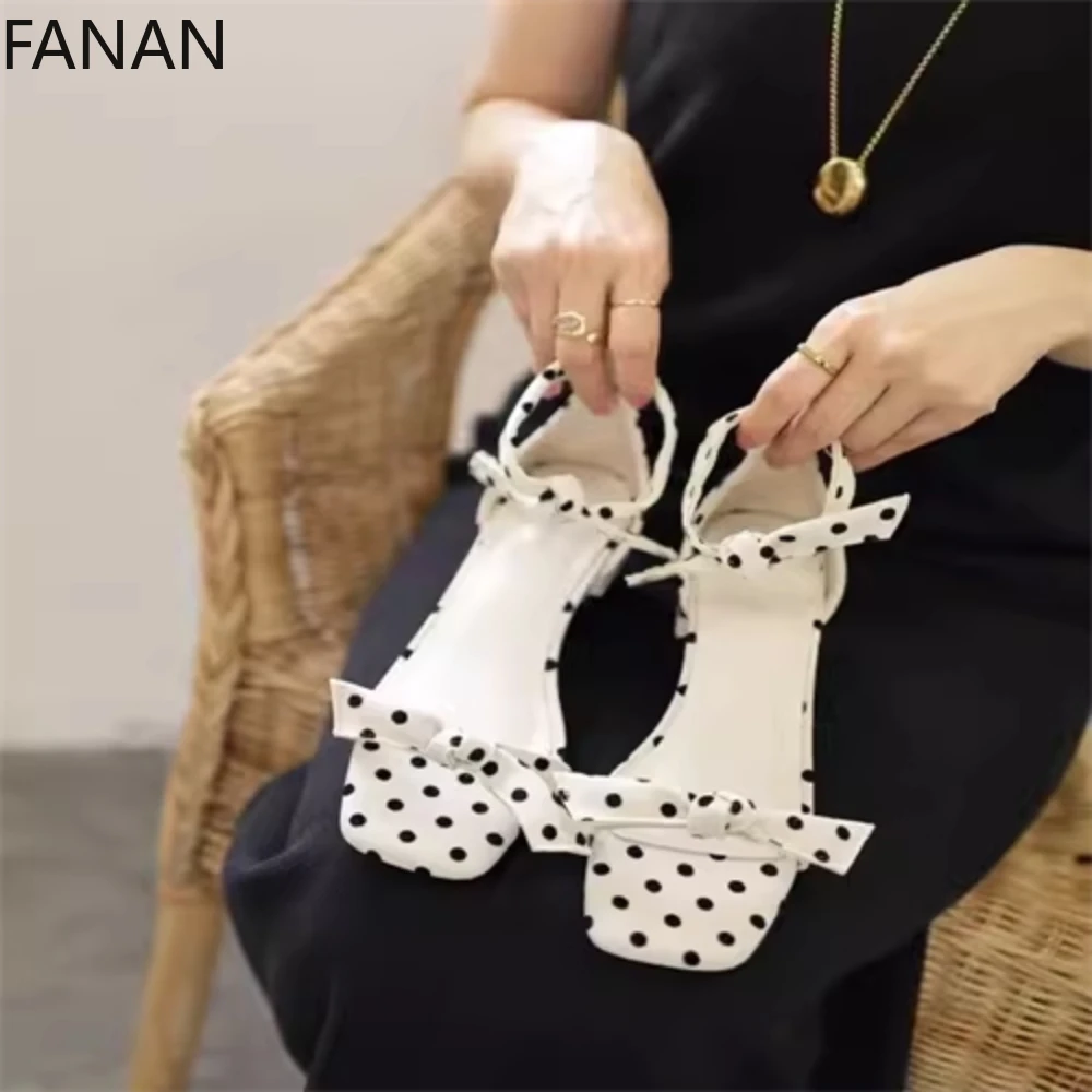 

French Sweet High Heel Sandals with Bowknot Japanese Style Shoes for Women's Casual Vacation Platform Flat Slippers