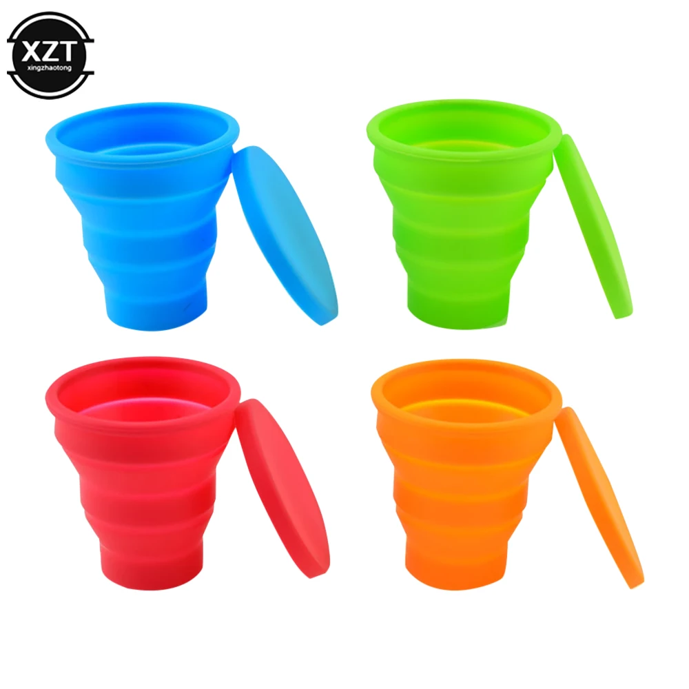 Portable Folding Glass Silicone Cup Retractable Mug High-temperature Resistant Food Grade Water Cup for Outdoor Travel 200ml