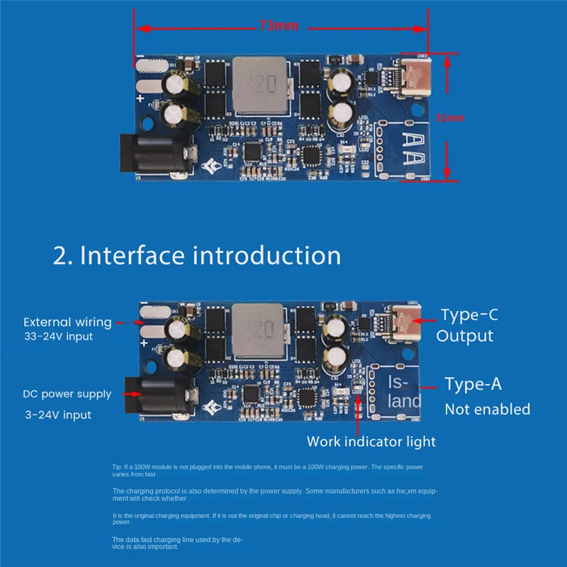 フルプロトコル急速充電モジュール,タイプC, 100W,バックブースト,多機能PD, QC, SW2303, PL5501