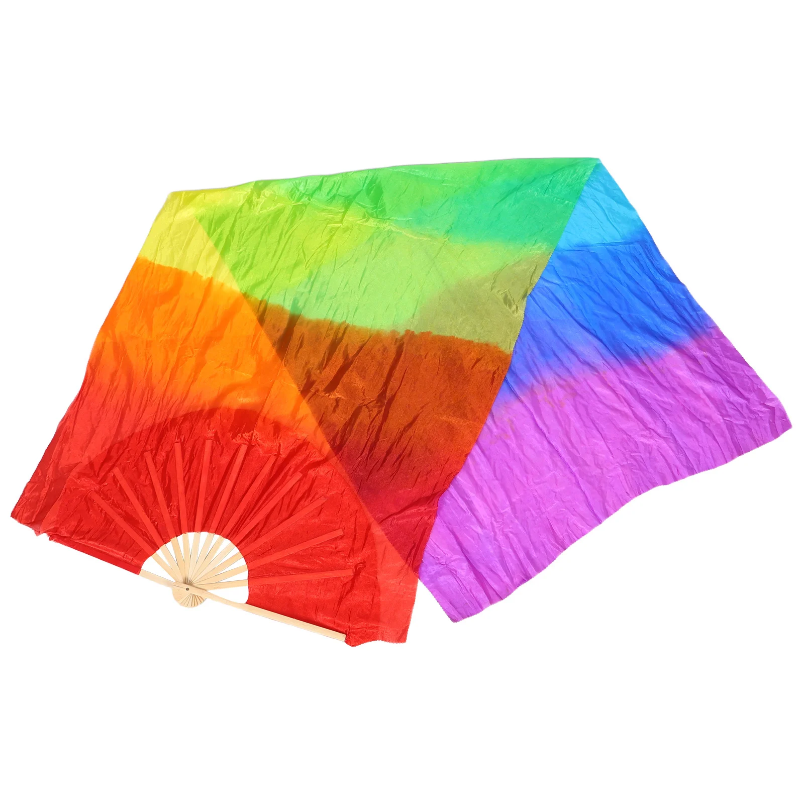 

180Cm Colorful Gradient Dance Fan Long Lightweight Belly Dancing Fans For Women Stage Performance Practice Fabric Prop Fitness