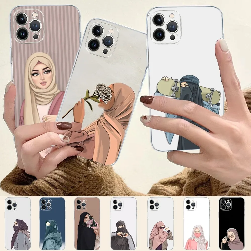 Muslim Arabic Hijab Girl   Phone Case For iPhone 14 11 12 13 Mini Pro XS Max Cover 6 7 8 Plus X XR SE 2020 Funda Shell