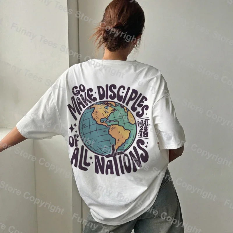 Go Make Disciples T-Shirt Bible Verse Graphic Tees Retro Aesthetic Christian Streetwear Women Men Faith Religious Apparel Gift