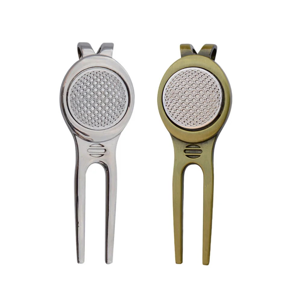 2 قطعة أداة إصلاح ديفت المحمولة قبضة مريحة جولف شوكة خضراء مع علامة الكرة لعشاق أداة ديفوت