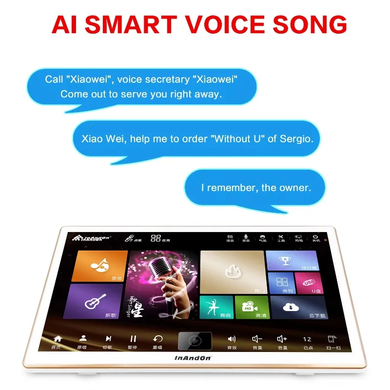 18.5'' Touch Screen 5 In 1 Karaoke Player 4T Portable Karaoke System Machine With Wireless Microphone Juke Box KTV Karaoke Set