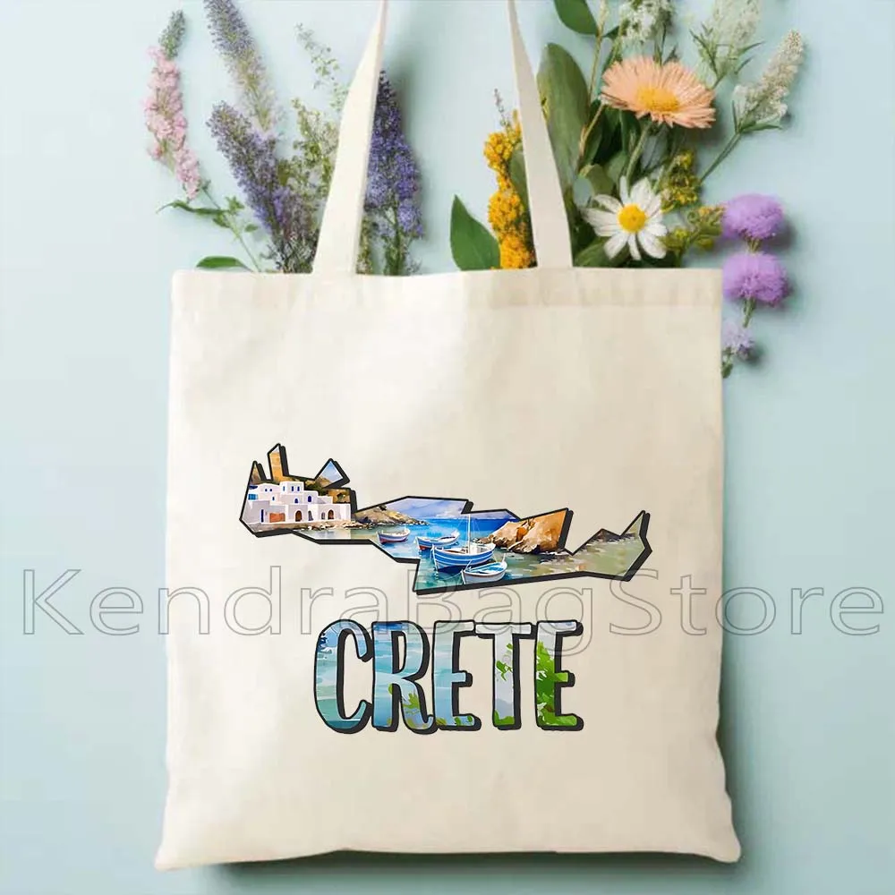 الجمالية ناكسوس كريت اليونان سانتوريني شاطئ الغروب الرجال النساء قماش حقيبة كتف Harajuku المتسوق القطن حقيبة يد للتسوق
