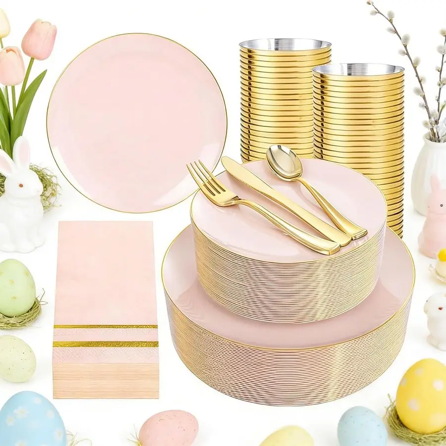 350PCS Pink Plates …