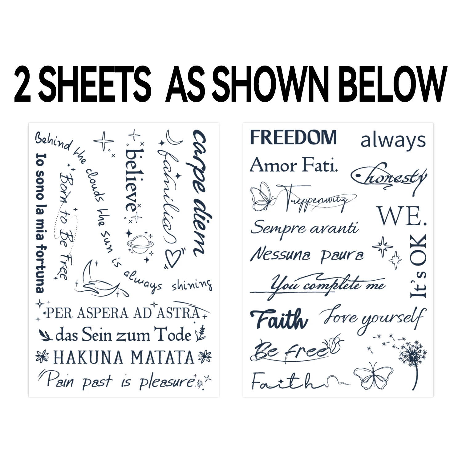 وشم شبه دائم، وشم مؤقت بحروف فنية إنجليزية، مقاوم للماء والعرق - أسبوعين #5