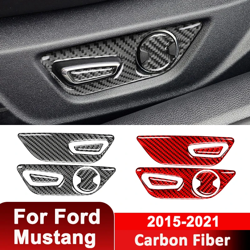 

For Ford Mustang 2015-2021 Carbon Fiber Car Seat Control Adjustment Panel Frame Decorative Sticker Auto Interior Accessories