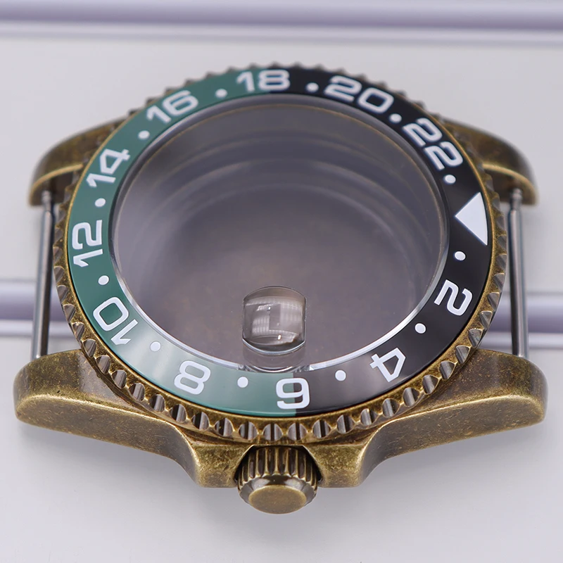 NH35 Tauchergehäuse 40mm Bronze Retro Uhrengehäuse Saphirglas für GMT NH34 NH35 NH36 NH38 4R36 Uhrwerk Uhrenzubehör Ersatzteile – Detail 3