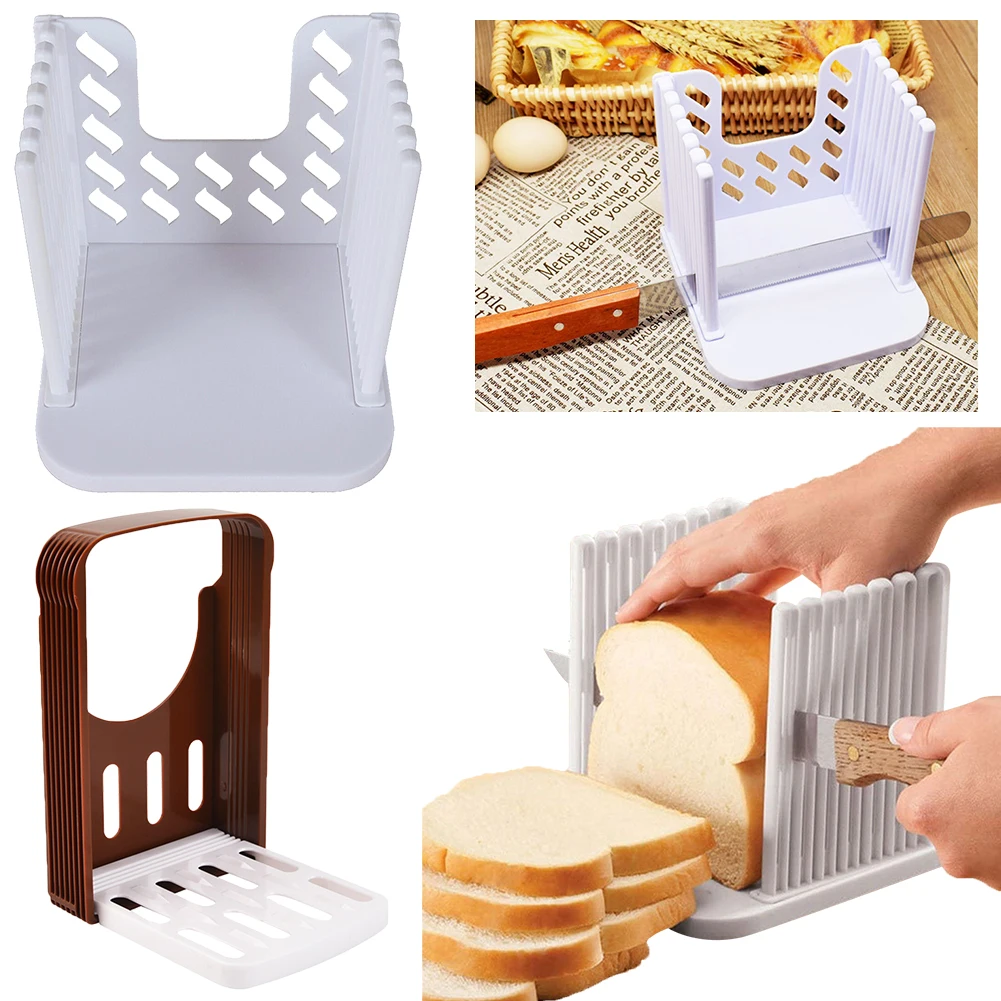 Bread Slicer Foldable Toast Slicer Tool Adjustable Plastic Bread Cutting Guide Tools for Homemade Bread Kitchen Baking Tool