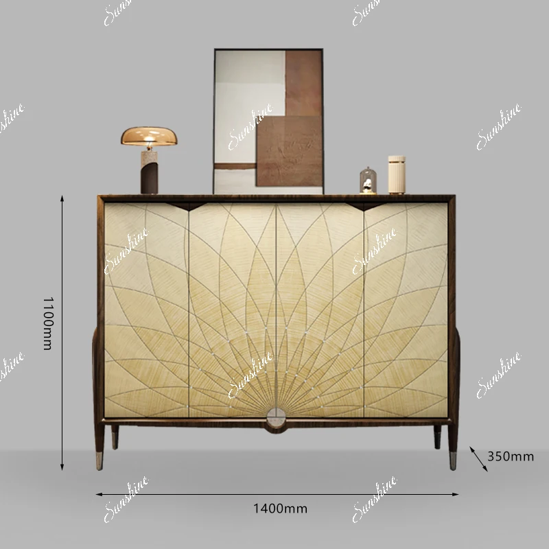 Italian light luxury solid wood large flat floor entrance living room modern storage cabinet