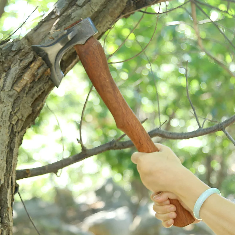 Outdoor campsite logging, chopping wood, wooden handle, mountain axe, hardware, fire emergency, high-quality axe